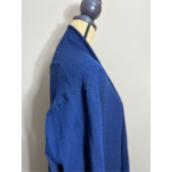 Samantha Erin Open Front Cardigan Size M Navy Duster Cover Up Pockets Sweater - Picture 10 of 13